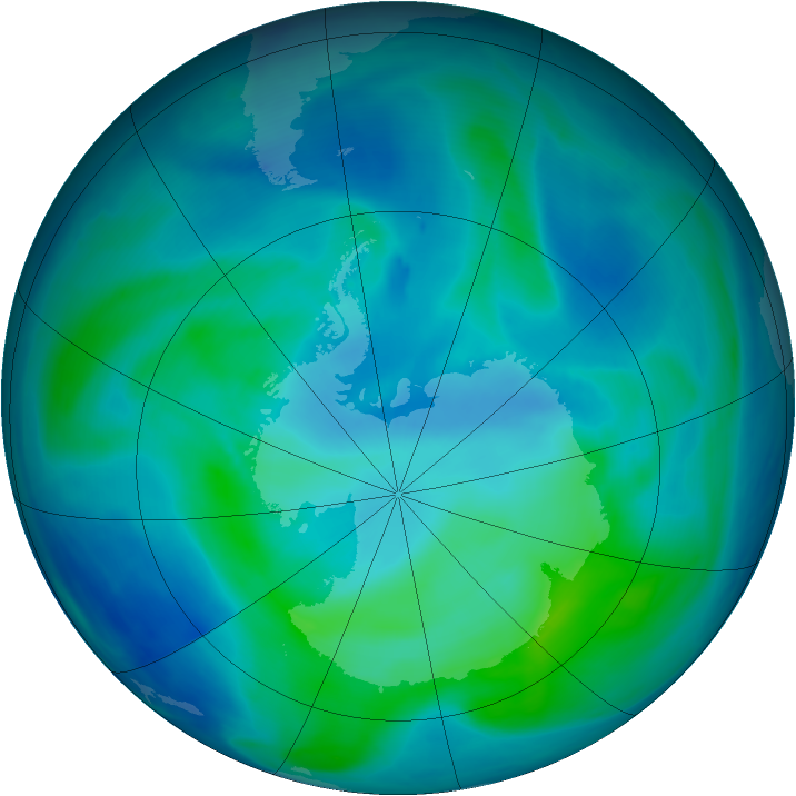 Antarctic ozone map for 23 February 2008